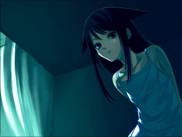 病室でこちらを覗き込む沙耶