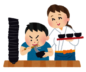 わんこそばを食べている画像