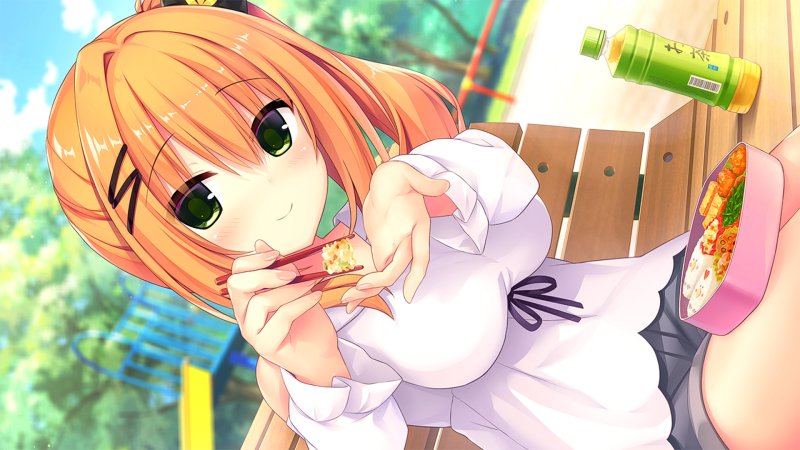 天梨がお弁当を持ってきて「あーん」してくれるシーン