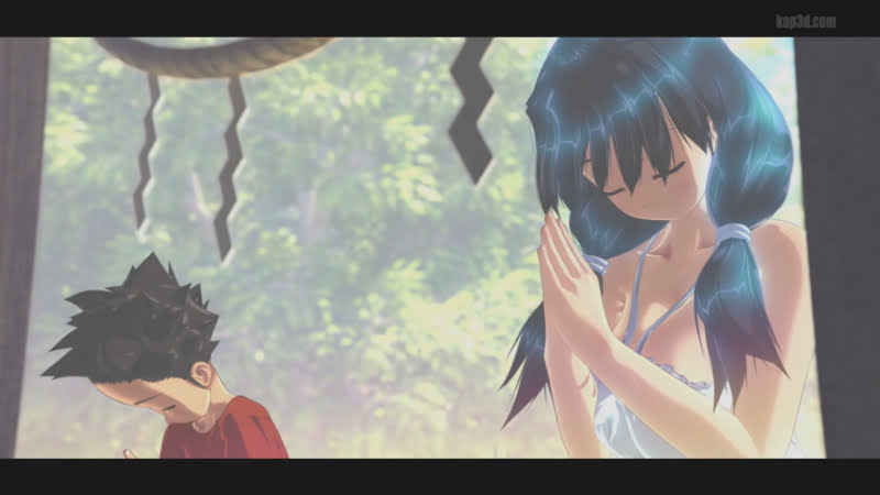 何かを祈るお姉さんとボクくん