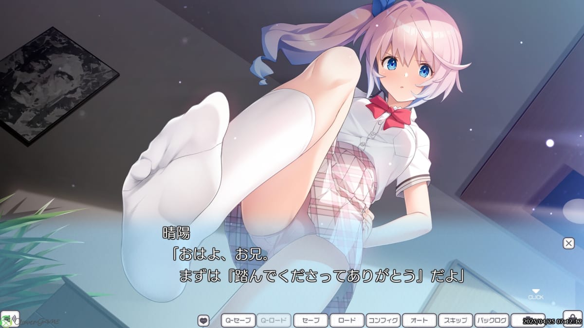 晴陽「おはよ、お兄。まずは『踏んでくださってありがとう』だよ」