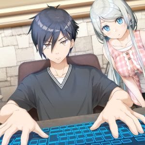 【神様のような君へ】の主人公がキーボードを叩くシーン