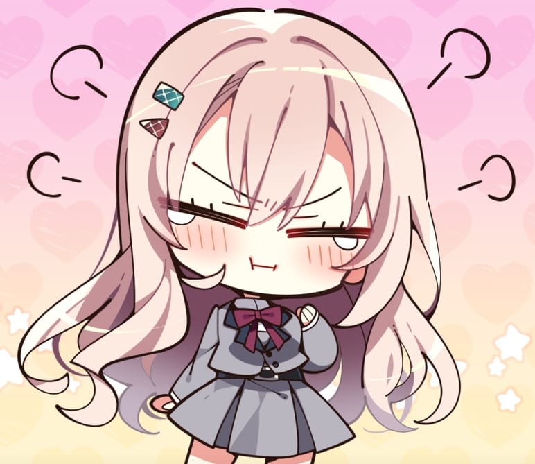 怒っている恵凪ちゃんのSDイラスト