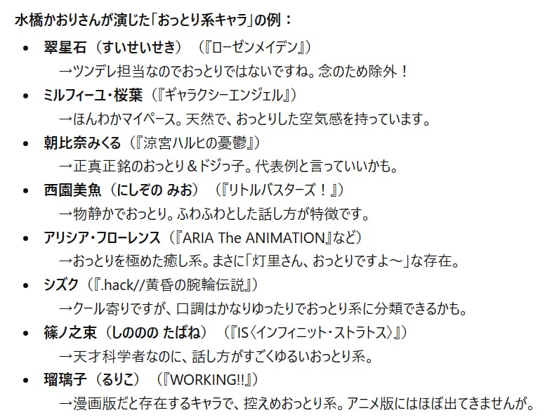 CV水橋かおりのおっとりキャラをChatGPTに聞いてみたら、珍回答がきた